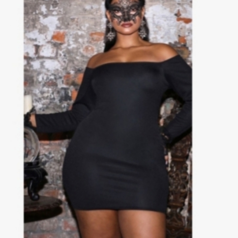 Bardot Bodycon Black Dress